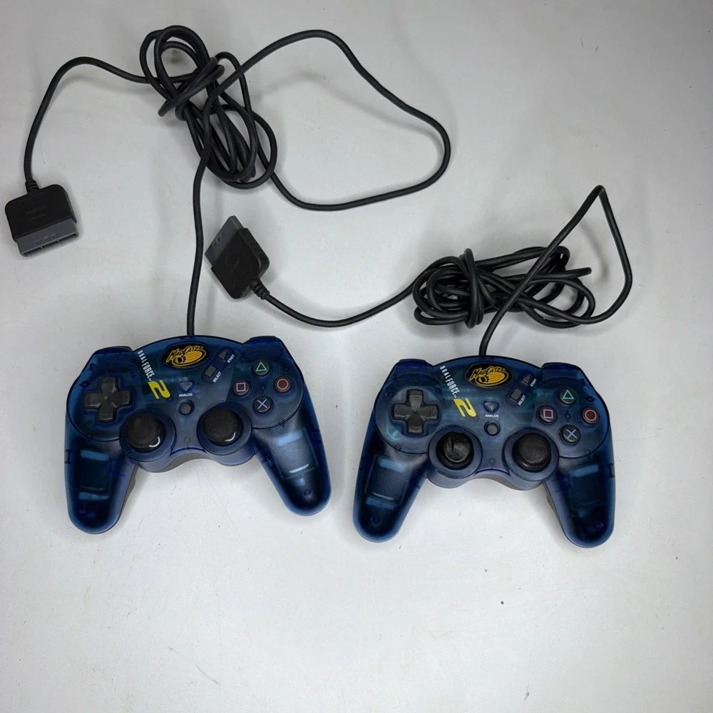 2 MadCatz 8216 Dual Force 2 Wired Gaming Controllers For Sony PlayStation 2